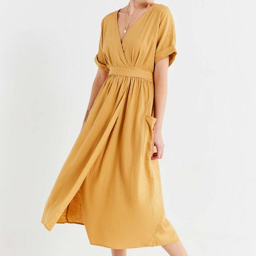 Urban Outfitters Gabrielle Linen Wrap Dress XS